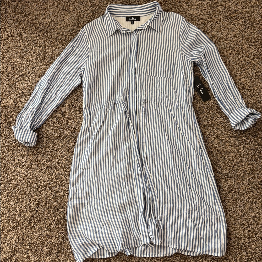 NWT Lulus Striped Button Up Dress